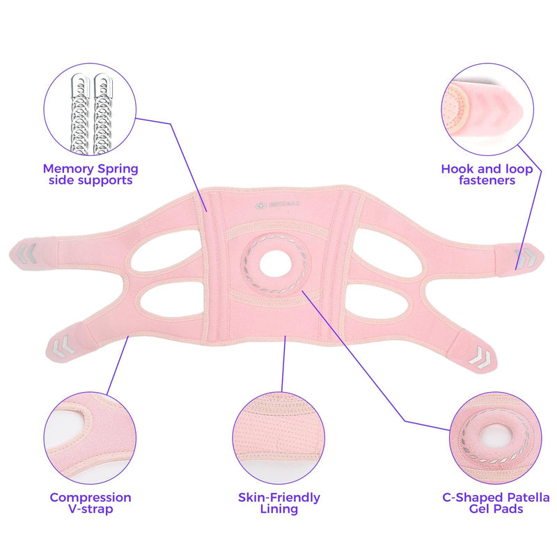 Knee Support Brace for Women Men, Adjustable Knee Compression Sleeve Brace Patellar Pad Tendon - Arthritis Pain, Meniscus Tear, Injury Recovery, Running, Workout, Neoprene Knee Braces with Stabilizers and Open Patella, Pink One Size - BeesActive Australia