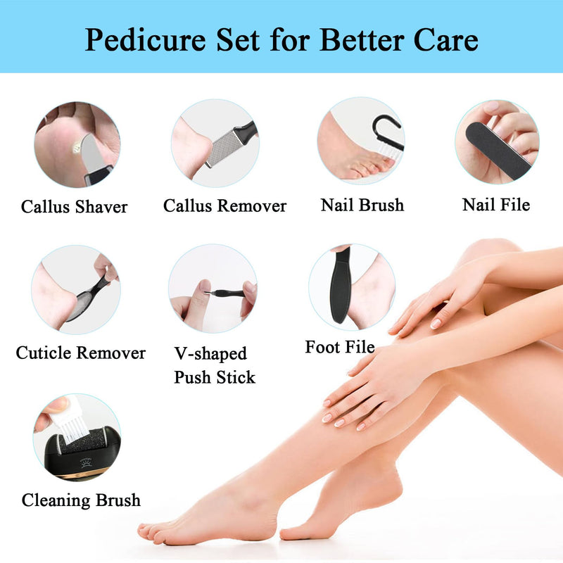 Electric Foot Callus Remover- Long Service Time, Rechargeable Electronic Foot File- Ideal Gift, Professional Pedicure Tools, Waterproof Foot Scrubber, Pedicure Kit Feet Care for Dead Skin (Black) Black - BeesActive Australia