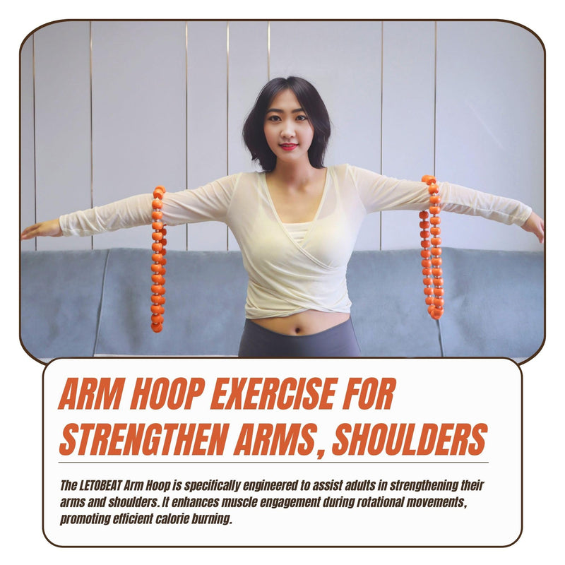 Wooden Arm Hula Weighted Hoop - Strengthen Arms and Shoulders, Portable Arm Exercise Holahoops Beads for Women Fitness, 2 Hoops - BeesActive Australia