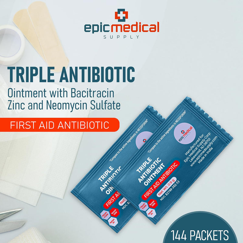 Triple Antibiotic Ointment Packets .9g 144 Per Box with Bacitracin Zinc and Neomycin Sulfate, Healing Preventative First Aid Cream for Ointment for Wounds, Burns, Cuts, Scratches - BeesActive Australia