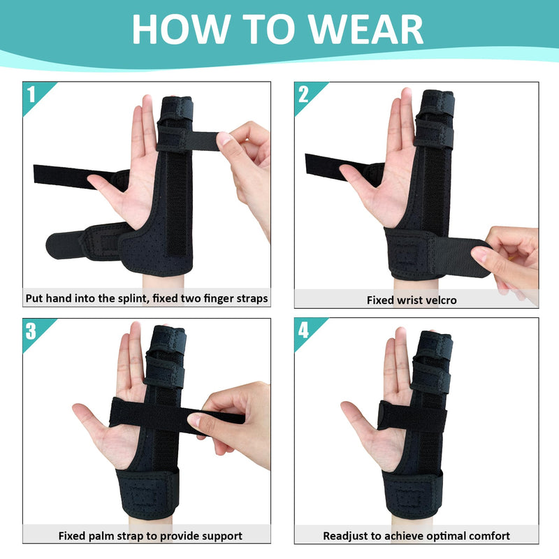 Metacarpal Finger Splint Hand Brace - Pinky Ring Finger Immobilizer For Boxer Fractures -Fit for Both Left or Right Hand (Medium) Medium