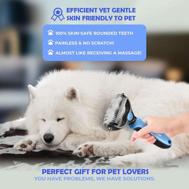 Undercoat Rake for Dogs & Cats, Dematting Comb with Extra Wide Double-Sided Stainless Steel Teeth for Detangling, Deshedding, Brushing, Thinning & Removing Shed Fur, Knots, Mats, and Tangles in Pets - BeesActive Australia