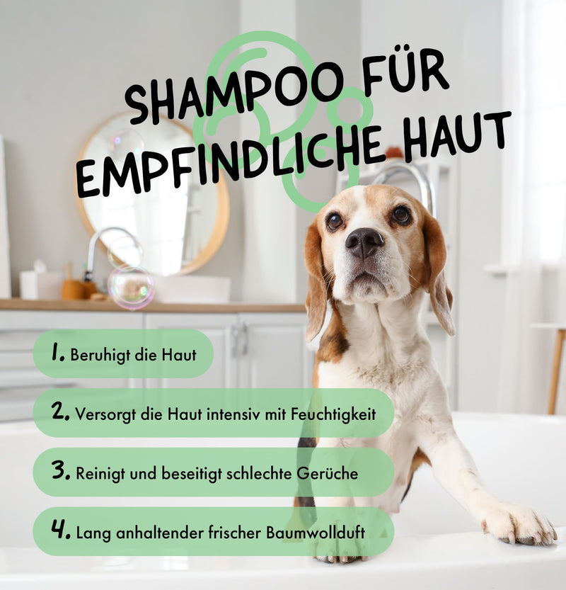 Belly Sensitive Dog Shampoo - 250ml - Natural Shampoo Dog Sensitive Skin, Fresh Cotton Aroma, Allergen and Paraben Free - Moisturizing Plant-Based Dog Shampoo Fresh Cotton - BeesActive Australia