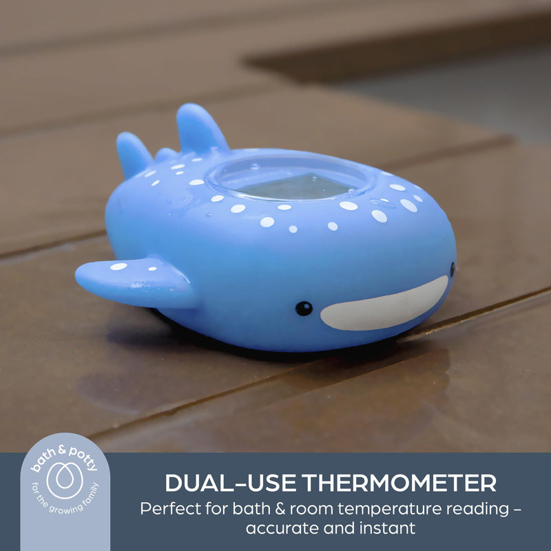 Dreambaby Whale Shark USB Rechargeable Baby Bath Thermometer - Instant Read, Digital Room and Baby Bathtub Water Fun Floating Toy - Newborn Must-Have - BeesActive Australia