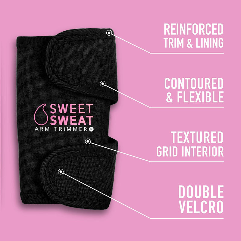 Sports Research Sweet Sweat Arm Trimmers - Premium Sweat-Enhancing Arm Wraps for Women & Men - 3 Adjustable Sizes Pink Medium