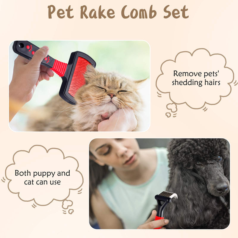 4 Pieces Pet Grooming Kit - Dematting Combs, Slicker Brush, and Steel Comb for Removing Knots and Hair from Dogs, Cats, and Poodles - BeesActive Australia