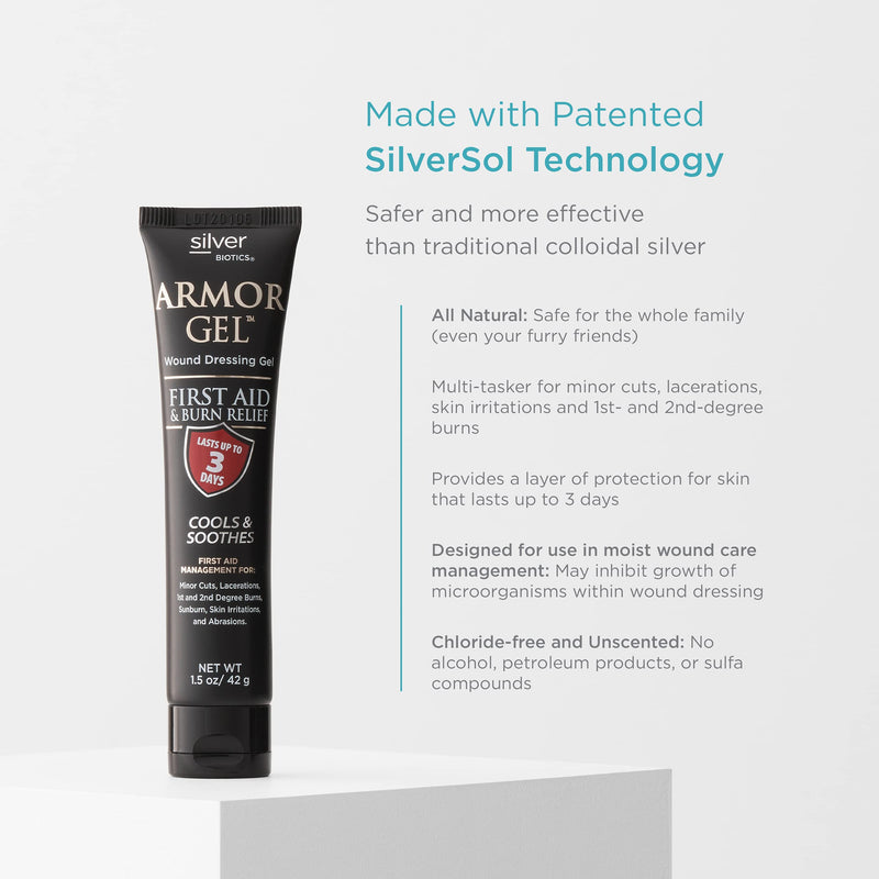 Silver Biotics Armor Gel Wound Dressing Gel | First Aid + Burn Relief 24 PPM Silver Gel | 1.5 oz - BeesActive Australia