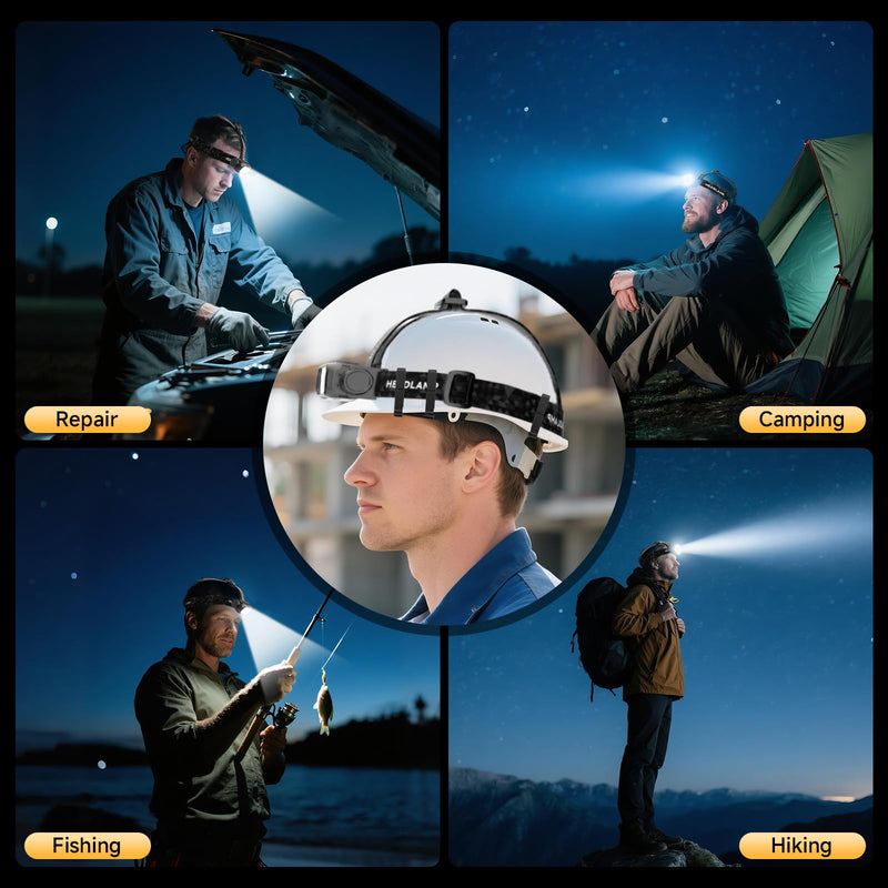 Rechargeable LED Headlamp 3 Pack, High Lumen Super Bright Head Lamp with Red Light, Motion Sensor, 5 Modes, 90° Adjustable, Waterproof Lightweight Headlamps for Adult Running, Camping, Hiking