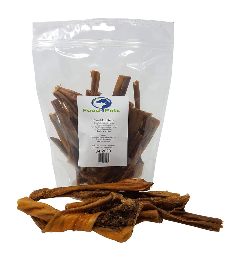Food4Pets Horse Scalp Dog Treats 250g - 100% Horse Skin, Natural Dental Care & Chew Snack for Dogs - BeesActive Australia