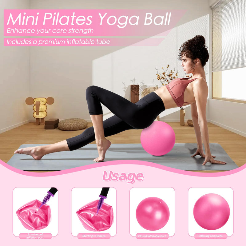 Pilates Essentials Kit for Women, Home Pilates Kit – 12" Pilates Ring, 9" Pilates Ball, Stretching Strap, 5 Resistance Bands, Yoga Socks, Pilates Kit for Home Workouts, Core Strength & Flexibility