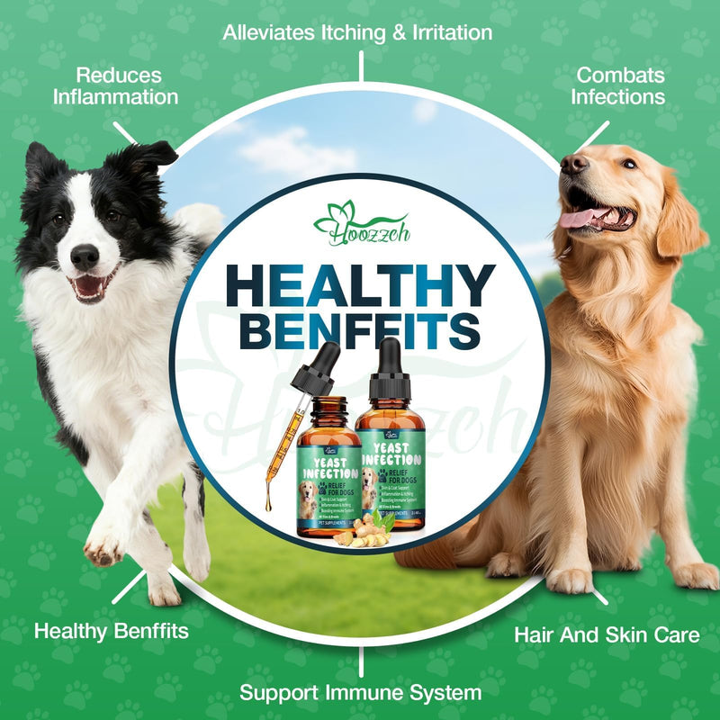 Yeast Infection Treatment for Dogs,Dog Ear Infection Treatment,Itchy Ear,Skin,Paws&Relief-Reduces Inflammation&Relieves Irritation,Dog Supplement Drops with Multivitamins Probiotics,60ml(1 Pack) Pack of 1