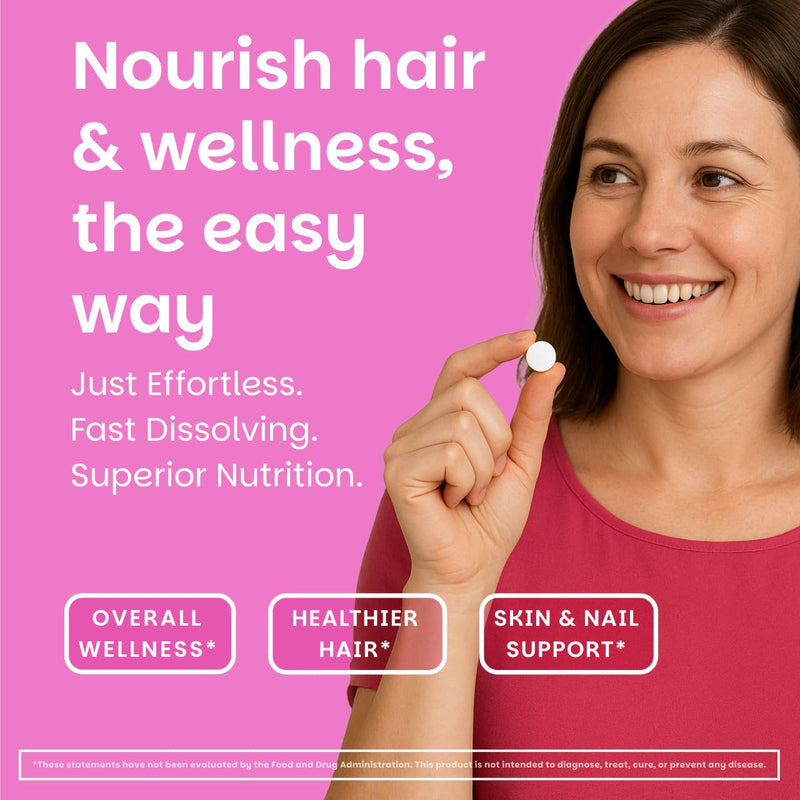 EZ Melts Women's Multi + Hair Growth - Daily Multivitamin for Women - Supports Healthy Energy Levels & Reduced Hair Shedding - Non-GMO & Vegan - Peach - 120 Dissolvable Tablets (60 Servings) 60 Count (Pack of 2)
