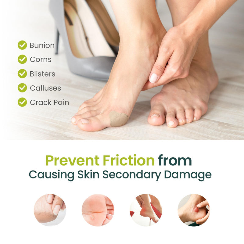 Bukihome Bunion Pads to Wear with Shoes - 48 Pcs Moleskin for Feet - Water-Resistant - Bunion Pain Relief Cushions for All-Day Comfort & Protection (Multi-Size) Multi-Size (Pack of 48) Beige - BeesActive Australia