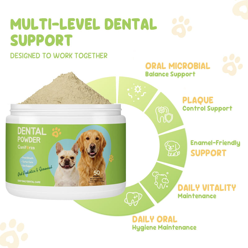 Dog Dental Powder, Fresh Breath & Oral Hygiene Support, Helps Reduce Plaque & Tartar, Chicken Flavor,2 Pack (3.5 oz Each) 2 x 3.5 oz Powder