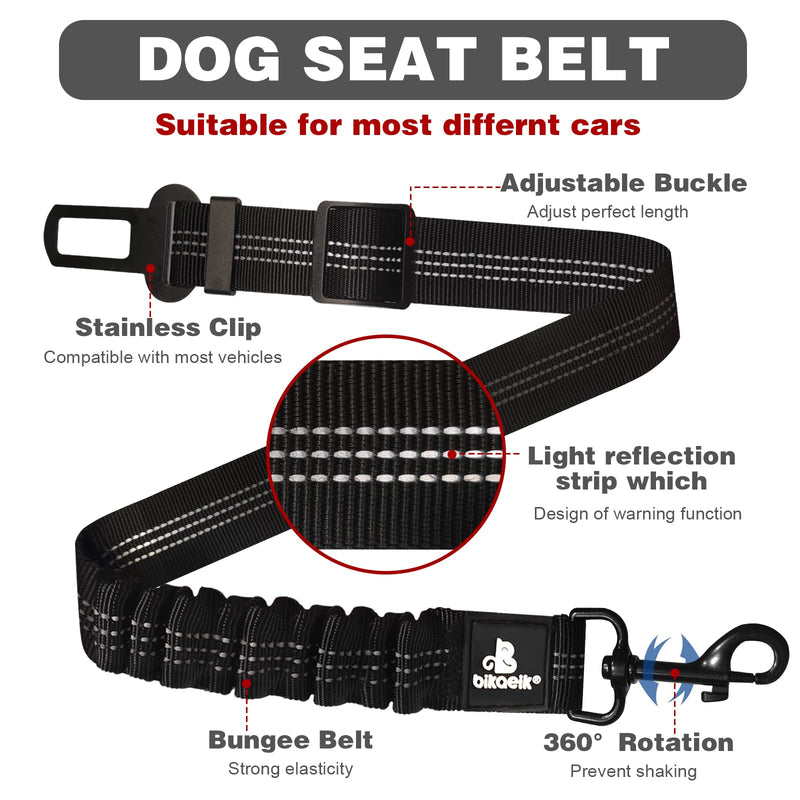 Dog Seat Belt,Retractable Dog Seatbelts Harness for Car,Adjustable Seatbelt Pet Safety Seat Belts with Elastic Bungee Buffer and Restraint Reflective (2 Piece/Black) 2 Piece/Black - BeesActive Australia