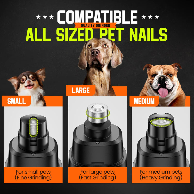 Dog Nail Grinder Upgraded Dog Nail Trimmers Clipper with 2 LED Light, 2 Speed Rechargeable Electric Pet Nail Grinder Quiet Low Noise for Small Medium Large Dogs and Cats Black - BeesActive Australia