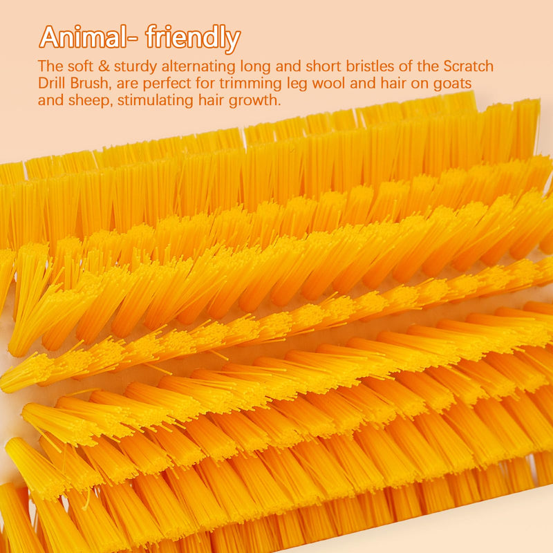 Livestock Scratching Mini Roto Drill Brush Attachment For Horse Cow Goat Cattle Pig Grooming, Relieve Itching on the Back, Remove Harmful Parasites/Dead Skin/Shedding Hair, 5/18" Shank, Yellow - BeesActive Australia