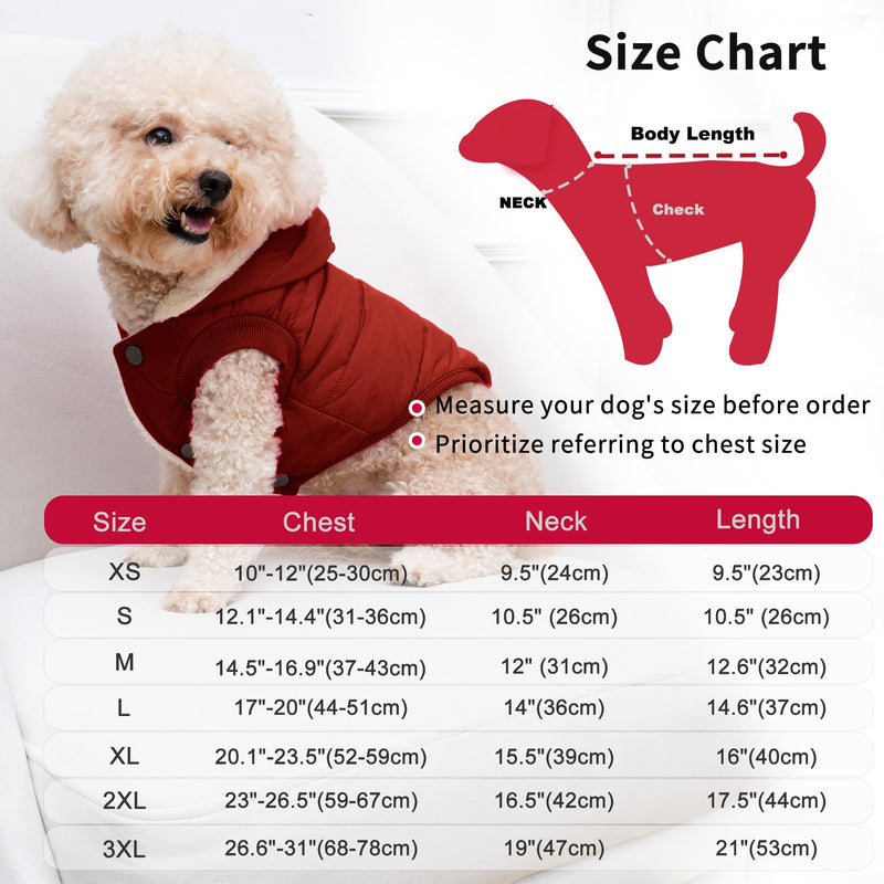 Fleece Lining Extra Warm Dog Hoodie in Winter for Small Dogs Jacket Puppy Coats with Hooded,Red M Medium (Pack of 1) Red - BeesActive Australia