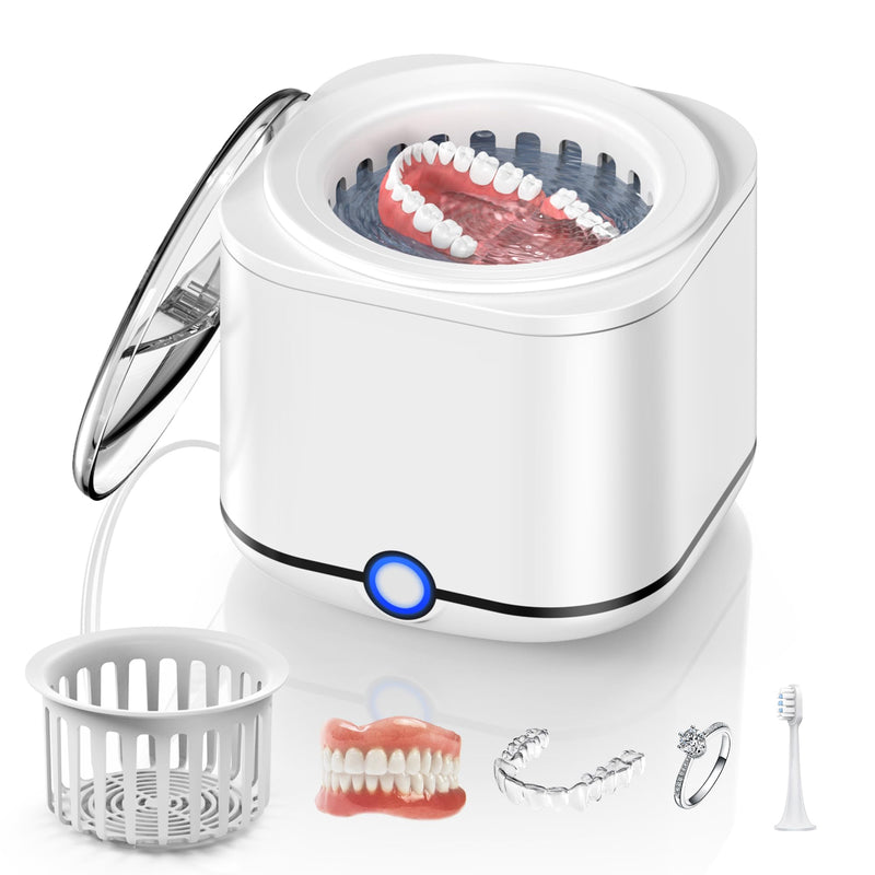 Miorcols Ultrasonic Retainer Cleaner, 48kHz Retainer Cleaner Machine for Dentures, Mouthguard, Braces, Night Guard, Toothbrush, Jewelry with 7.8OZ Dental Cleaning Pod-Cool White Cool White - BeesActive Australia