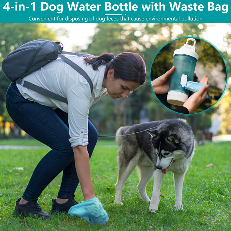 Loonpon 4 in 1 Dog Water Bottle,Travel Dog Water Bottle Portable,Pet Water Bottle for Outdoor Walking, Hiking, Travel, Food Grade Plastic - BeesActive Australia
