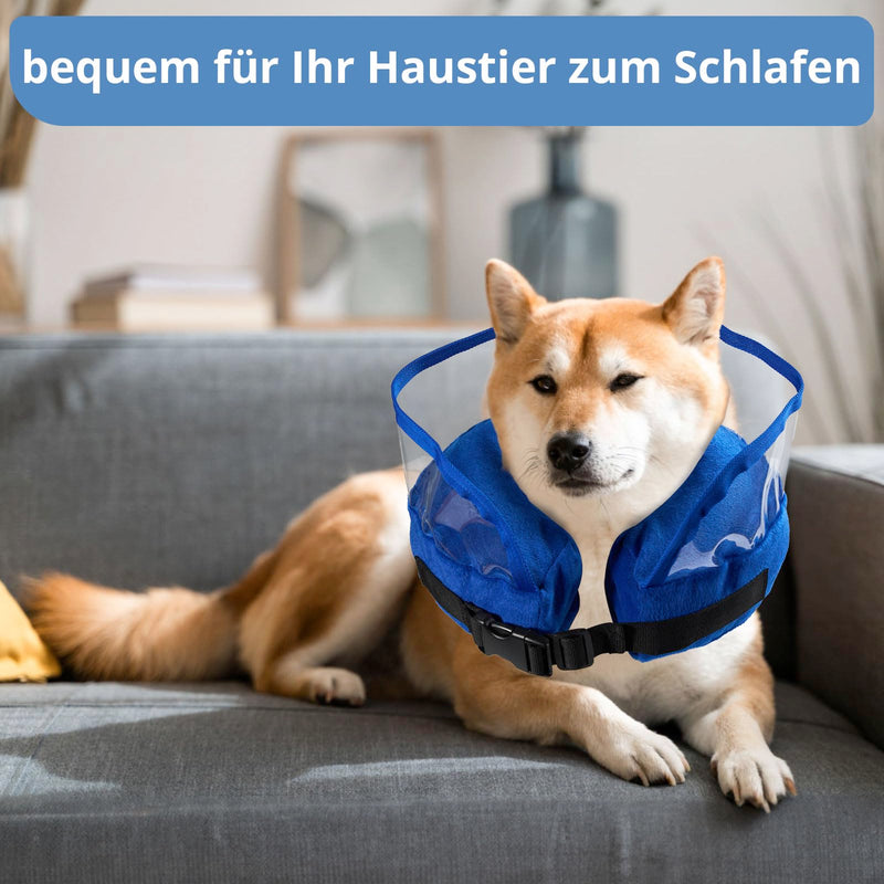 Heatail Dog Neck Brace, Inflatable Leak Protection Dog Cat Removable Dog Collar for Recovery After Operations or Wounds for Dogs (S) Blue S (Neck Circumference: 21.5-30.5cm) - BeesActive Australia