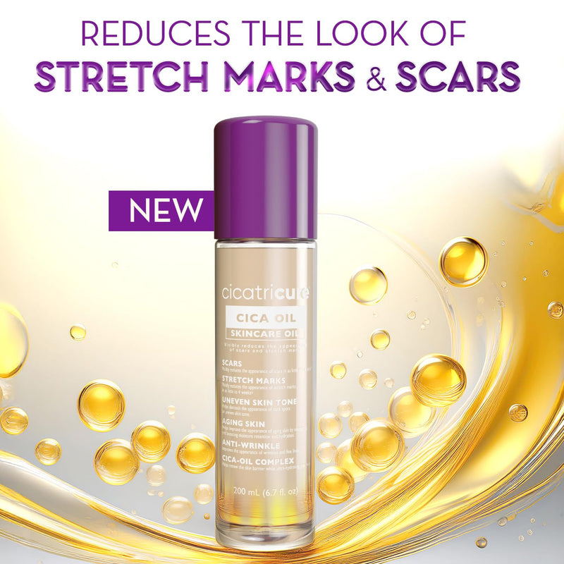 Cicatricure Cica Oil for Stretch Marks & Scars, Visible Results in 4 Weeks, Pregnancy Must-Haves Body Oil with Vitamin E, Stretch Mark Oil, Scar Treatment with Botanical Ingredients, 6.7 fl oz 6.7 Fl Oz (PACK OF 1) - BeesActive Australia