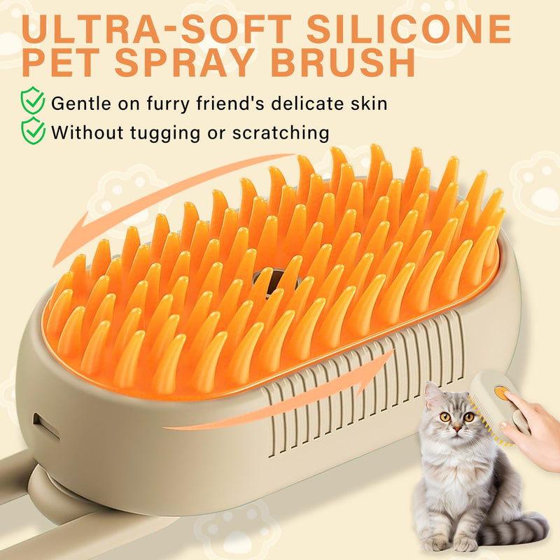 Cat Steam Brush, 4 in 1 Steam Brush for Cats Dogs, for Cleaning, Shedding, Massage & Combing, Rechargeable and Anti-Static, b02 - BeesActive Australia