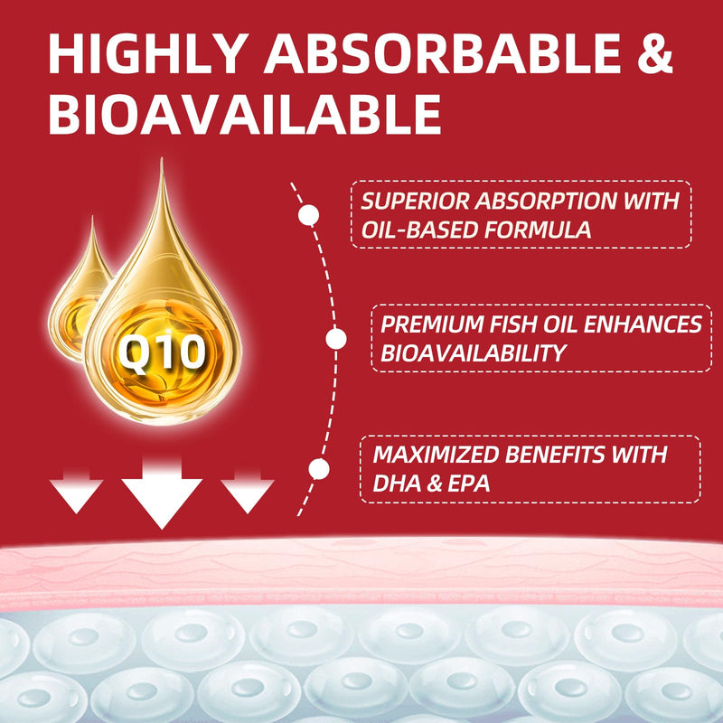 CoQ10 200mg Softgels with PQQ & Omega 3, Maximum Absorption Coenzyme Q10, Powerful Antioxidant for Heart & Energy Health, 120 Count, 4 Month Supply, Non-GMO - BeesActive Australia