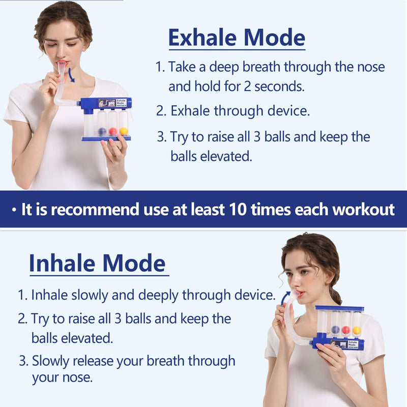 Home Use Breathing Exercise Device for Lungs, Lung Exerciser Device with Adjustable Volume Measurement (300cc/sec - 1600cc/sec) - Inhalation and Exhalation Modes - BeesActive Australia