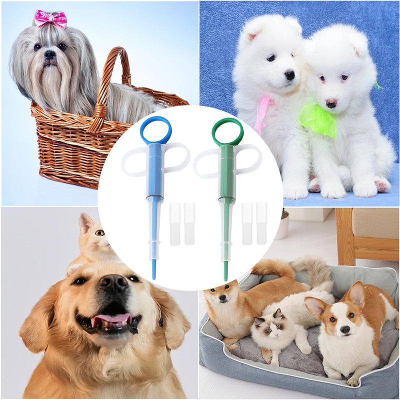 Pack of 2 tablet dispensers for cats, tablet dispensers for cats, pill assist cat pusher syringe, medication feeder, safety for small dogs, cats, pet swallowing aids (green, blue) - BeesActive Australia