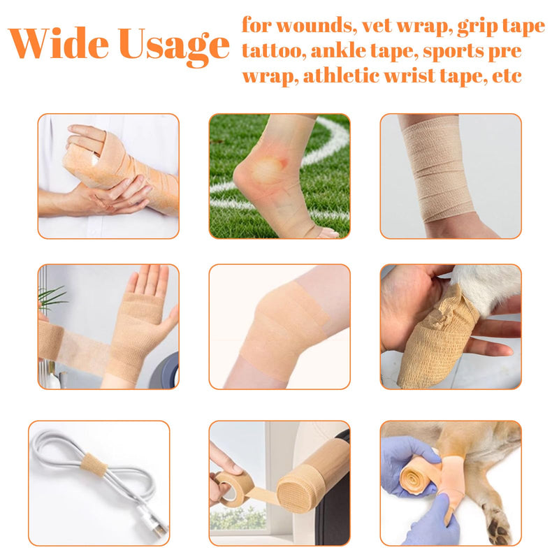 48 Rolls Self Adhesive Bandage Wrap, Vet Wrap 2 Inch for Horses Dogs Wounds Care, Self Sticking Elastic Bandage Wrap Tape for Wrist, Ankle, Sports, Tatto (Brown) Brown-48 Rolls - BeesActive Australia