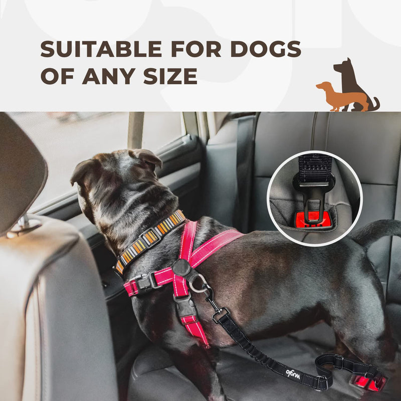 12"-37" Wuglo Dog Seat Belt - Dog Car Harness for Child Safety Seat - Hook Latch Bar & Seat Belt Buckle - Adjustable Universal Dog Seatbelt for Car Travel (Black) Black - BeesActive Australia