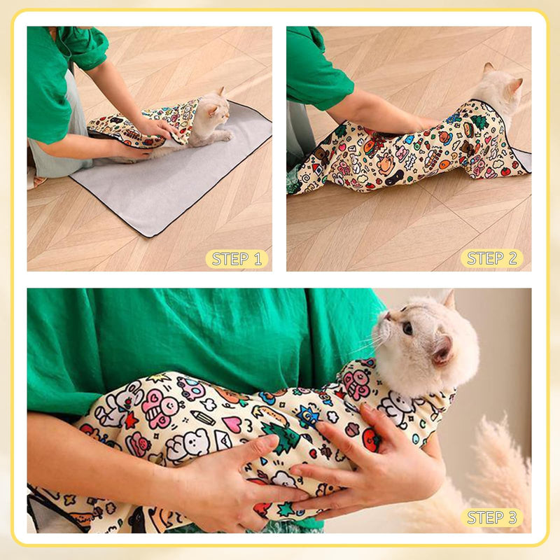 Zueyen cat care wrap, bite-proof cat care wrap, cat restraint for nail clipping, cat wrap, cat calming, self-adhesive blanket, cat blankets, kittens under 5 pounds (large). - BeesActive Australia