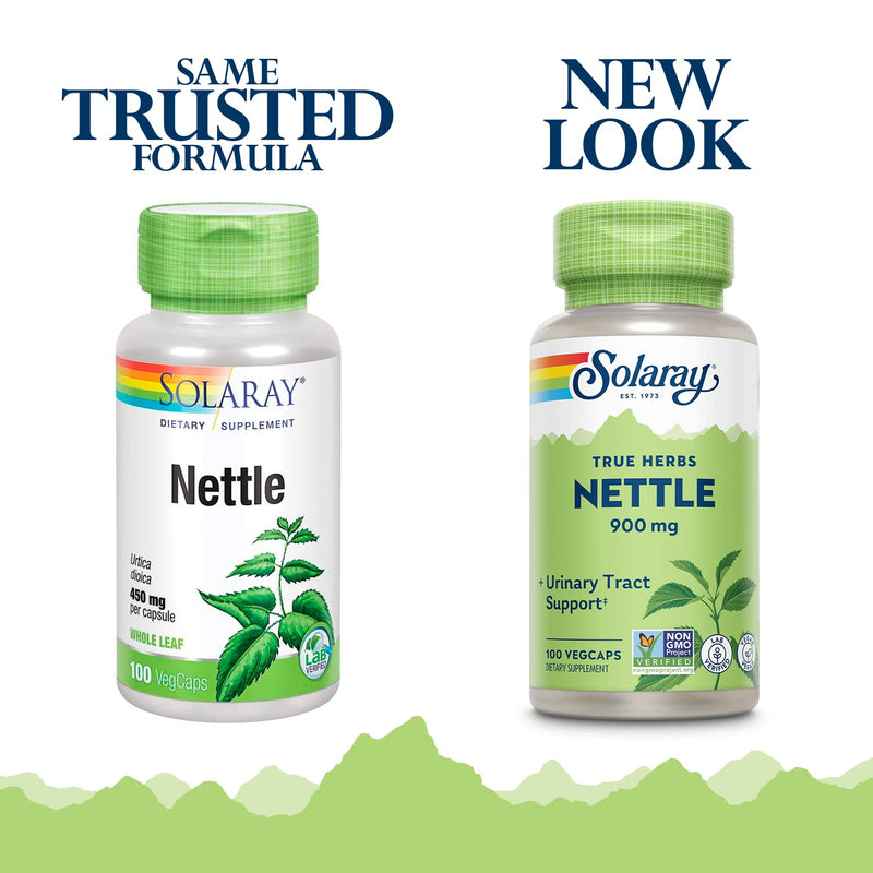 SOLARAY Nettle Leaf 900 mg, 100 VegCaps | Kidney, Urinary, Prostate & Respiratory Support, Whole Nettle Leaf, 50 Servings, Vegan, Non GMO & Lab Verified 100 Count (Pack of 1)