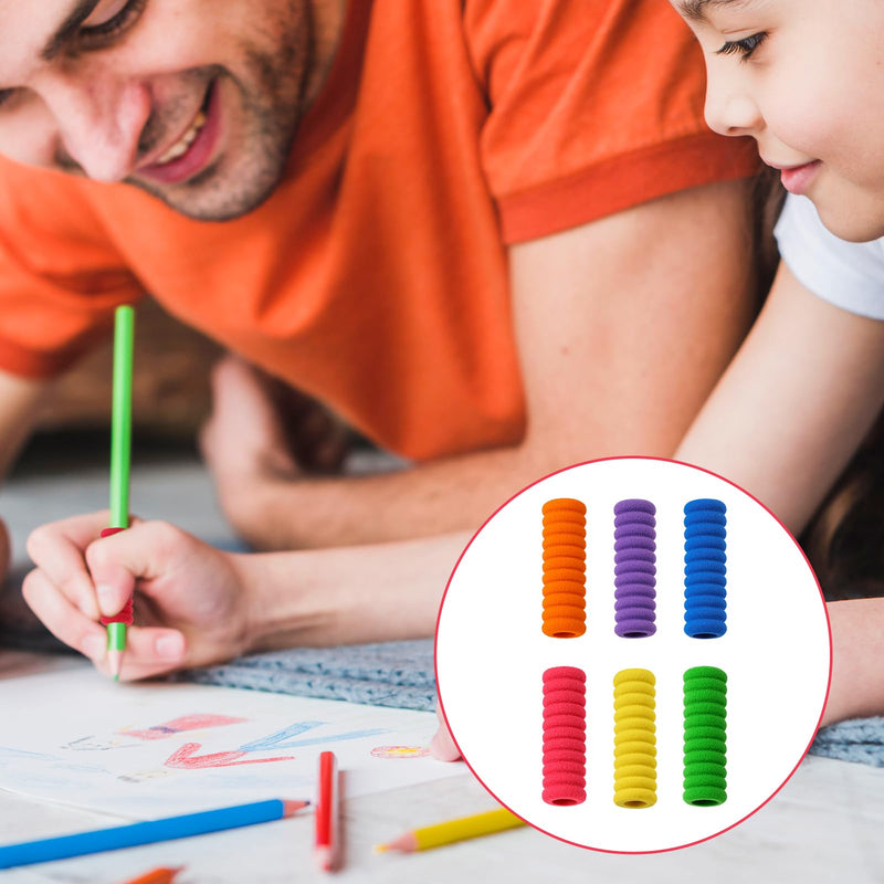 30 PCS Foam Pencil Grippers, 6 Colors Pencil Gripper for Handwriting Relieving Fingers Fatigue Writing Aid Pencil Holder Comfort Cushion Grip Pencil Grippers for Most People