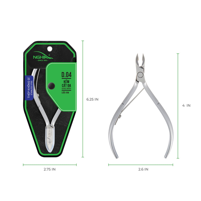 NGHIA Cuticle Nipper - D-04 JAW 12 | Stainless Steel | Durable and Sharp | Ergonomic Design | Grey Plated | Ideal for Salons and Home Use Jaw 12 (4.5 - 5.5 mm)