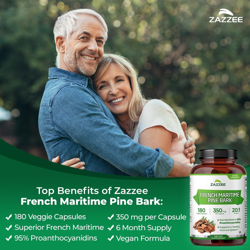 Zazzee Anti Aging Circulatory Support Bundle | Extra Strength Horse Chestnut Supplement with French Maritime Pine Bark Extract Capsules | Non-GMO Vegan & ISO Lab Tested