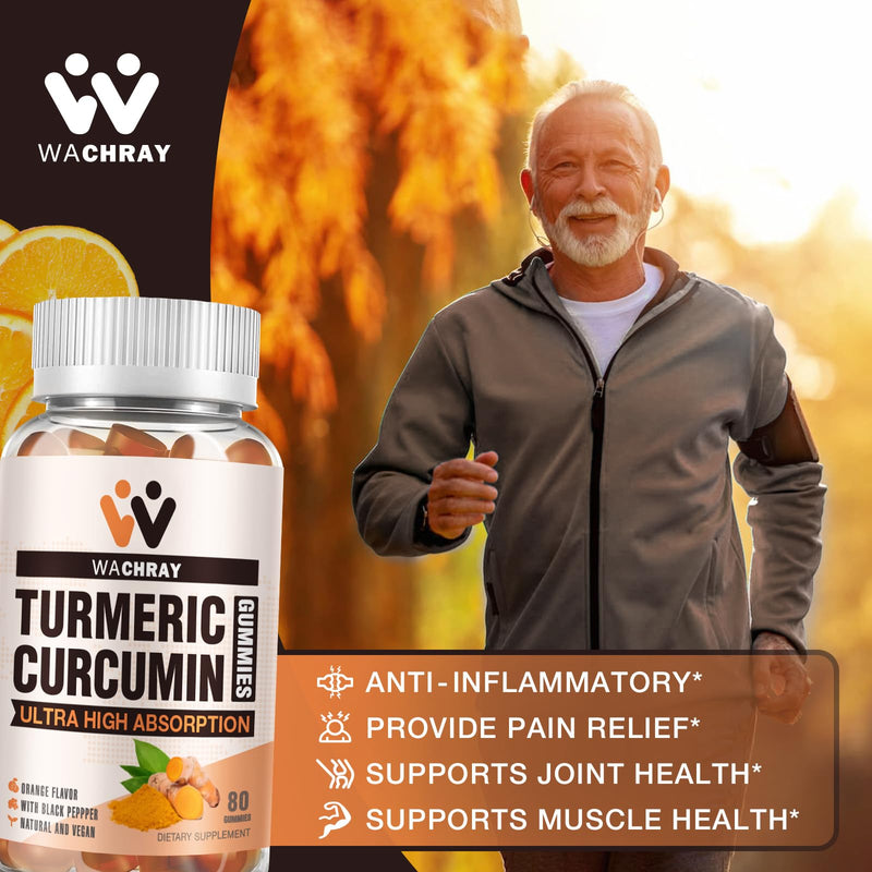 Turmeric Curcumin Gummies with Ginger & Black Pepper Extract Vegan 3 Pack | Tumeric Gummy Supplements for Pain Inflammation Joint Weight Health Support - Organic, Gelatin-Free - for Adults and Kids
