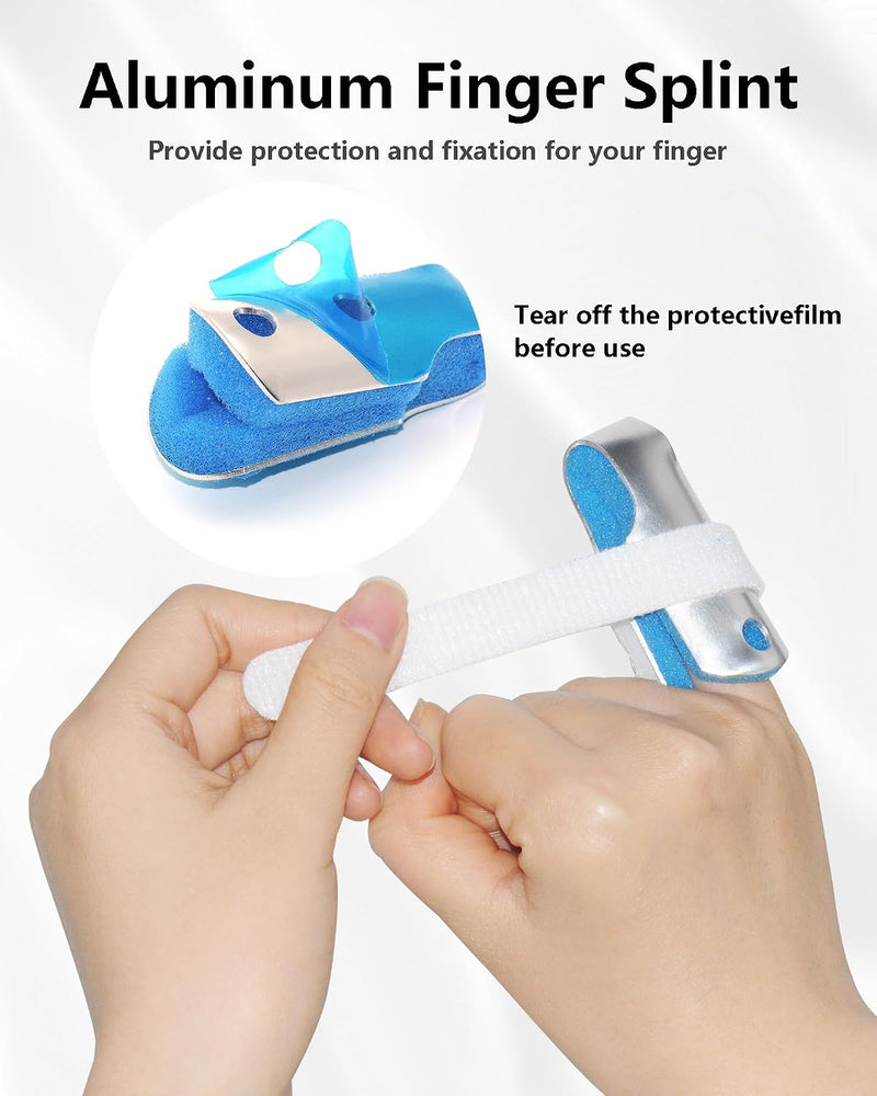 Rolyan Finger Cot, Pack of 12 Foam Lined Aluminum Splints, Immobilizes & Protects The Inside, Top, & Tip of the Finger, Finger Splint, Comfortable & Quick Fracture & Injury Healing, 1" long, Small 1"