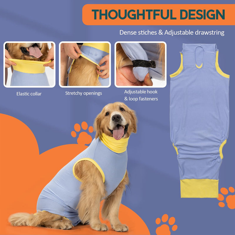 Avont dog bodysuit after surgery wound protection suits, body for neutered male dogs, body for female dogs after surgery, post-operative recovery clothing to prevent dogs from licking wounds - blue (L) L blue - BeesActive Australia