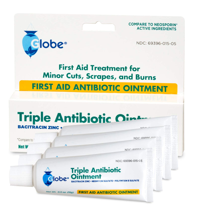 Globe Triple Antibiotic First Aid Ointment, 0.5 oz (4-Pack) | 24-Hour Infection Protection | Wound Care Treatment for Minor Scrapes, Burns and Cuts | 4 PACK - BeesActive Australia