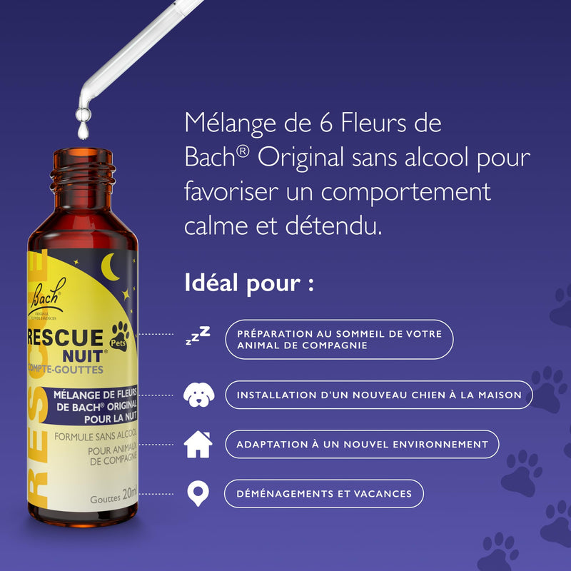 RESCUE Pets Night Dropper 20ml for Pets, Ideal for Travel, Vet Visits, Grooming, Noise, Loneliness, Alcohol Free, Natural and Vegan - BeesActive Australia
