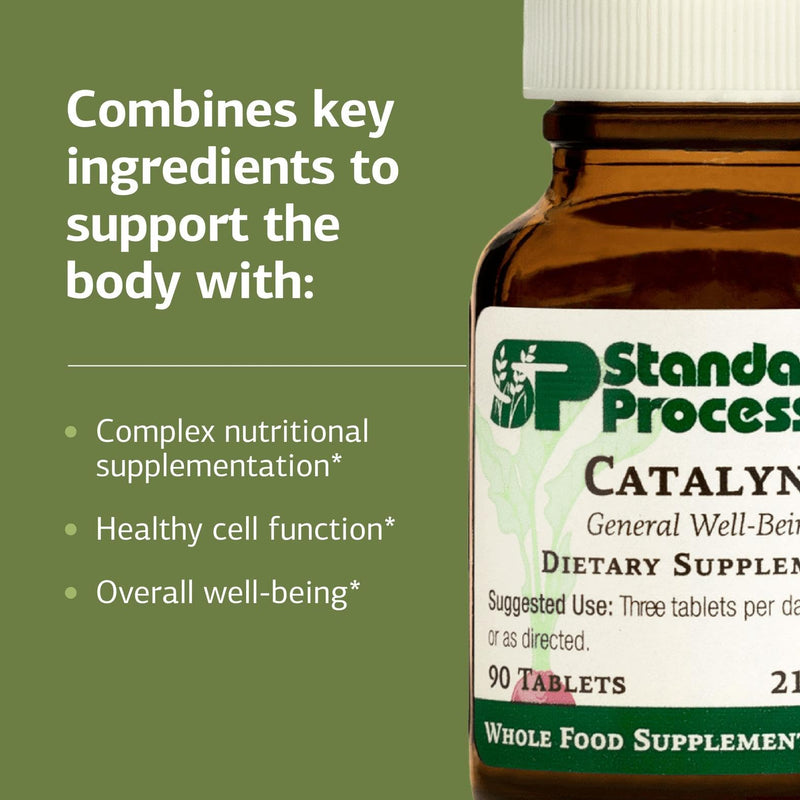 Standard Process Catalyn - General Well-Being Tablet to Aid Antioxidant Activity - Contains Vitamins A, B6 & D - Designed to Bridge Nutritional Gaps - Non-Dairy & Non-Soy - 90 Tablets (30 Servings) Regular 90 Count (Pack of 1)