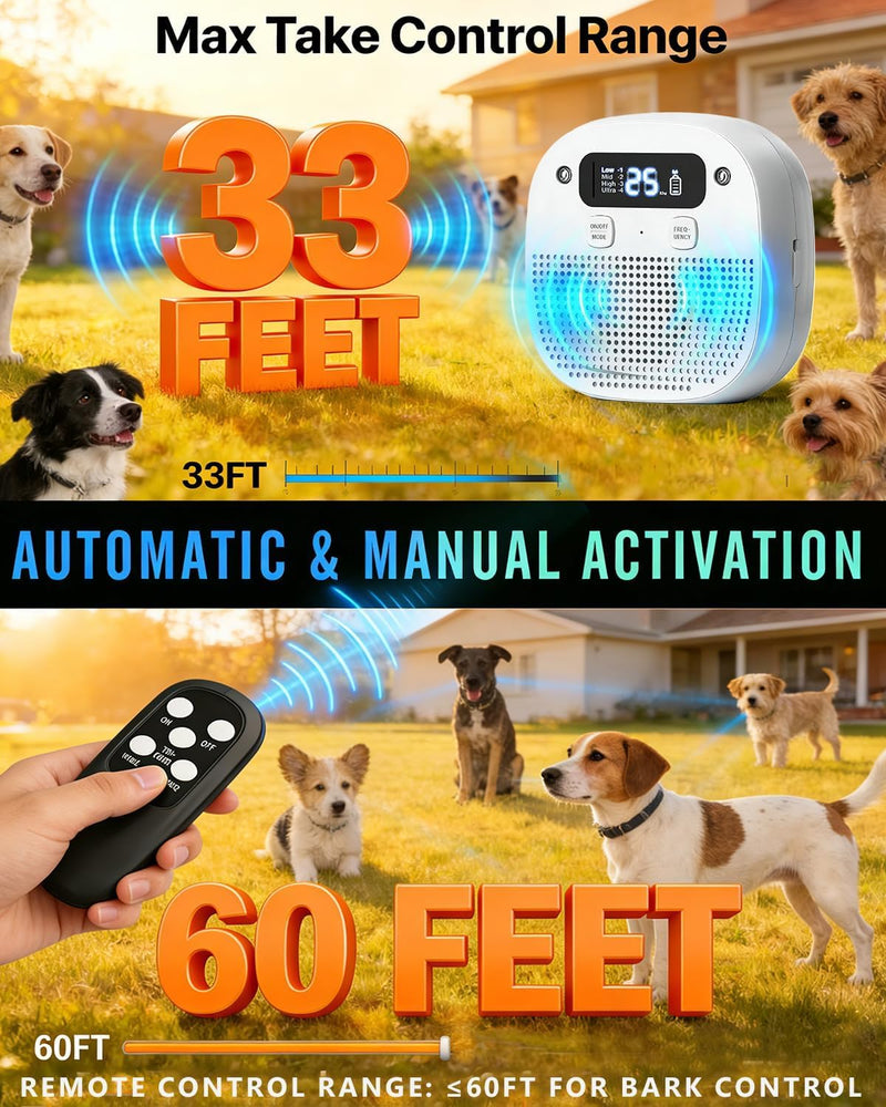 Dog Barking Control Devices, Anti Barking Device for Dogs with Remote Control, Ultrasonic & Sensor Technology, Rechargeable, Adjustable Modes & Frequencies, Bark Box Indoor Outdoor (Ivory) Ivory