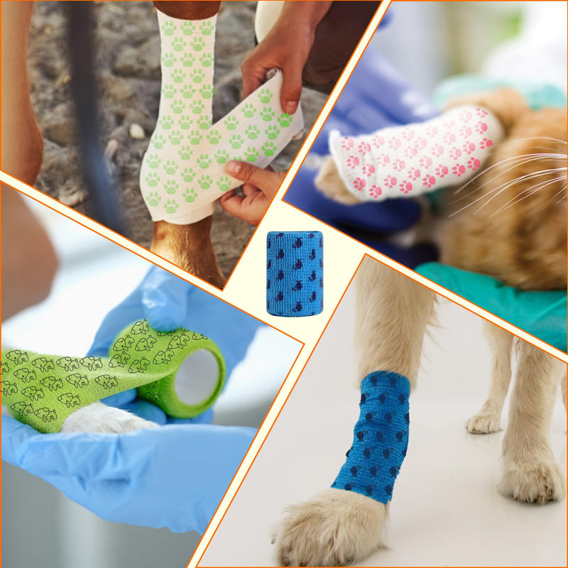 3 Inch Vet Wrap 6 Pack x 5 Yards Self Adhesive Bandage Wrap Bulk Self Adherent Veterinary Non-Woven Pet Tape for Horse Dog Cat Bird Animal 6 Bandages for First Aid Wrist Ankle Sprains Swelling - BeesActive Australia