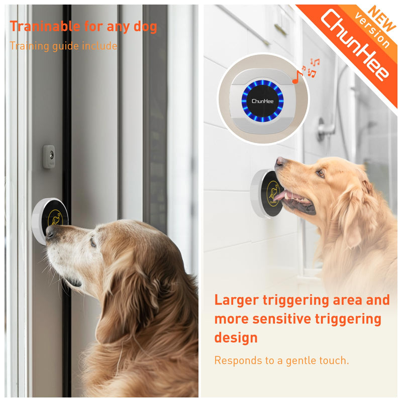 ChunHee Dog Bells to Go Outside,Customized Ringtones Bells for Dog Training to Go Outside,Dog Door Bell for Dogs to Ring to Go Potty,Dog Bells with Adjustable Volume,1 Receiver & 2 Dog Buttons 1 Receiver+2 Touch Button - BeesActive Australia