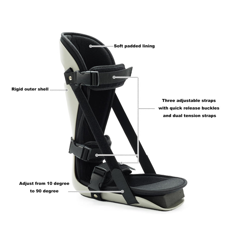 Plantar Fascitis Night Splint Adjustable Leg Support Brace for Fascia, Tendon and Calf Stretching, Heel and Bone Spur, Arch Pain Treatment Fit Right or Left Foot, Grey, Medium - BeesActive Australia