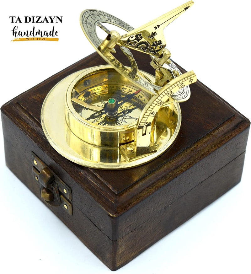Anniversary Sundial Compass Gift for Him or Her-Unique Gift Ideas for Husband or Wife, Men Wedding Anniversary 50th 40th 25th 20th Year Celebration, Naval Maritime Pocket Watch Clock, Sun Clock - BeesActive Australia