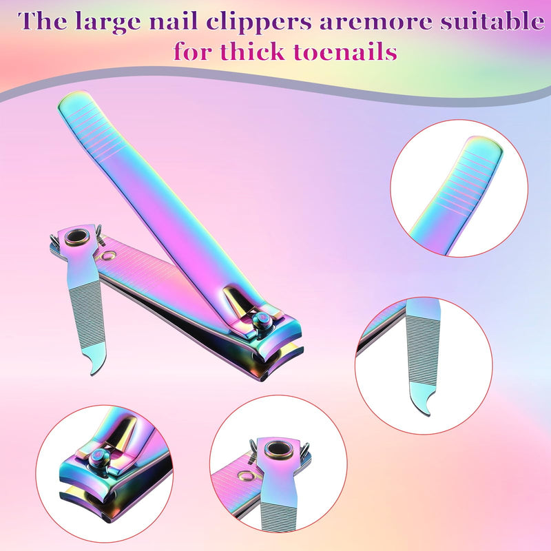 Bememo 24 Pieces Stainless Nail Clippers Set Fingernail and Toenail Clippers Nail Cutter Tool Set for Men and Women (Rainbow)