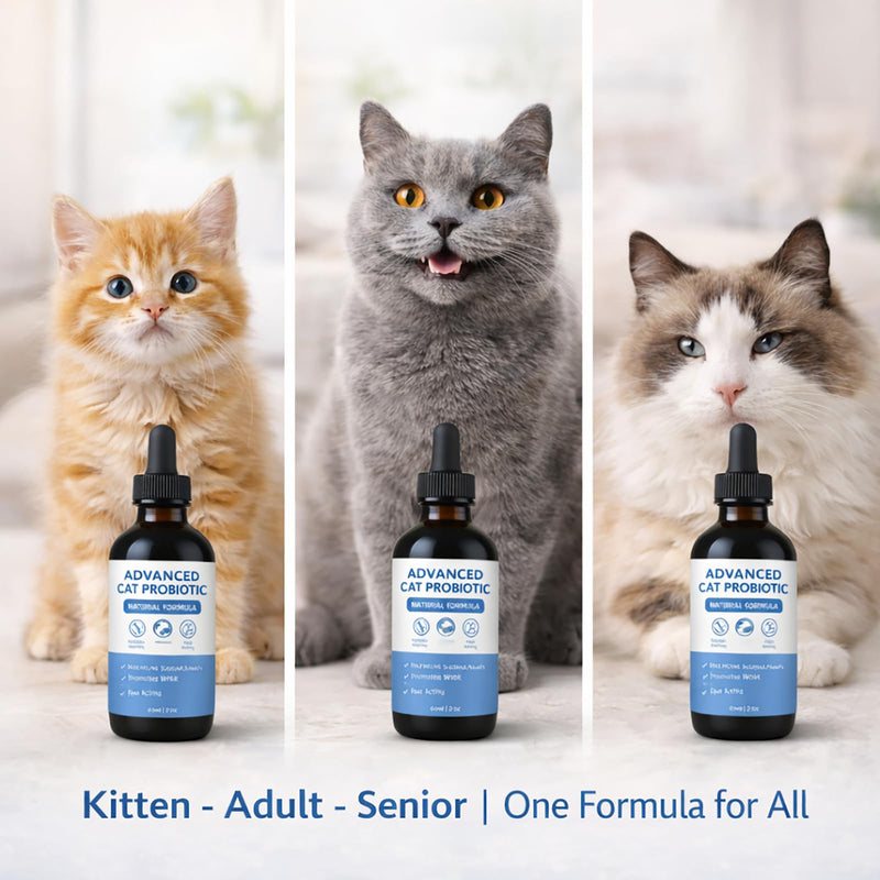 Advanced Probiotic Drops for Cats - Supports Digestive & Immune Health - Easy-to-Use Liquid Formula, Bacon Flavor, Works for All Cat Sizes - 2oz (1) 1